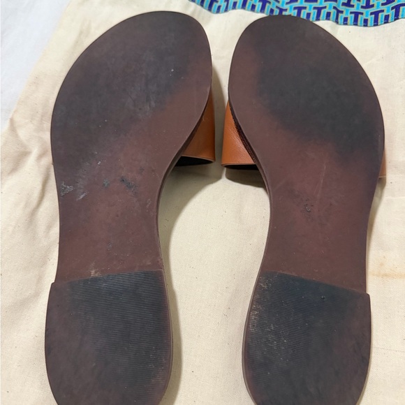 Tory Burch Cognac Leather Logo Slide Sandals Size 7 - Picture 5 of 6